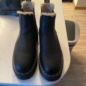 Dr. Martens Black Ankle Boots with Fur Lining
